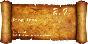 Ring Irma névjegykártya